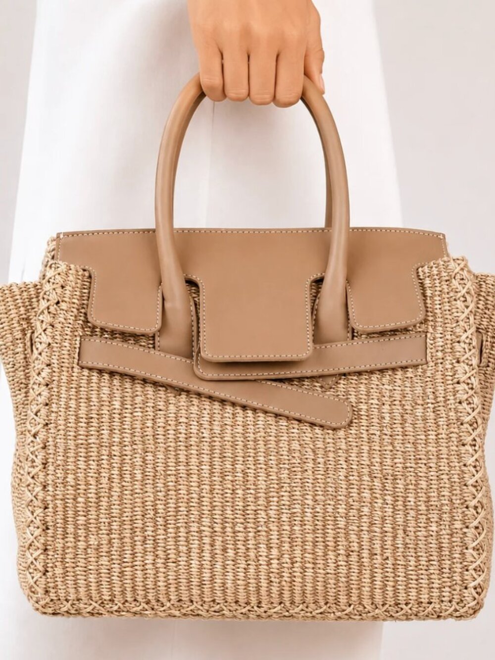 Velantra (NWT) Sofia Woven Tote (Straw Tote): Boatkin Portofino Bag, Caramel